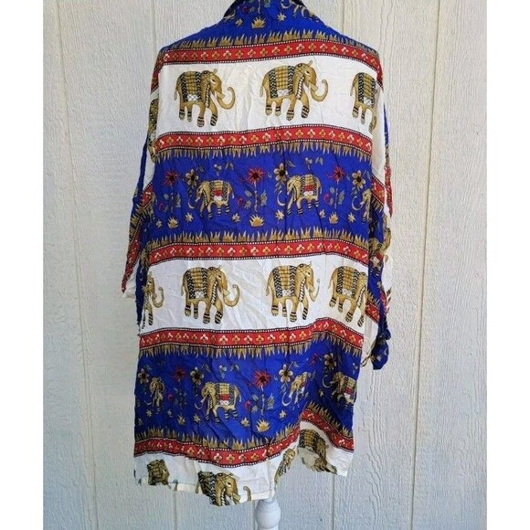 Elephant print boho open front kimono cardigan - Picture 2 of 3